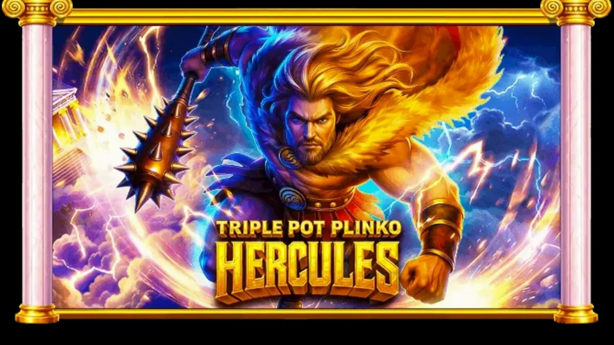 Simbol mitologi Yunani dan Romawi dengan latar Gunung Olympus di slot Triple Pot Plinko – Hercules